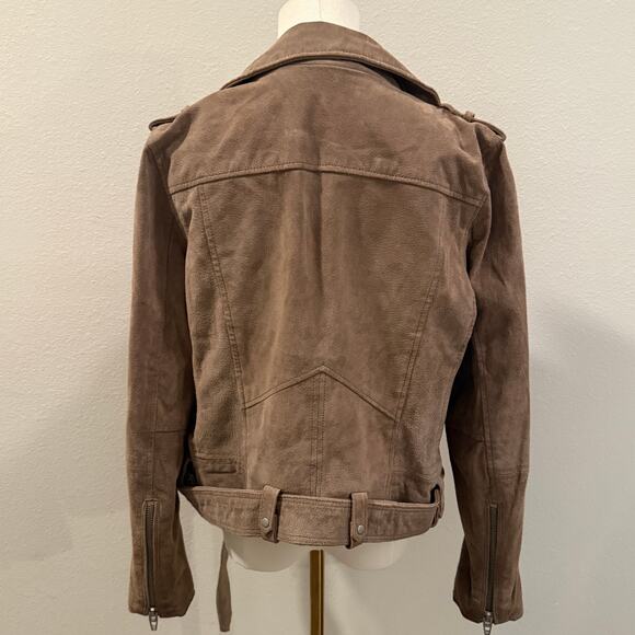 BLANKNYC Suede Moto Jacket Large Taupe Brown Real Leather Biker Fall Edgy Fall - Picture 2 of 6